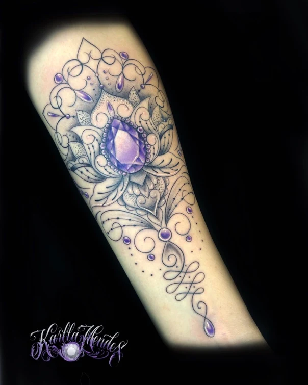 Ornamental Gem, Floral tattoo on Forearm