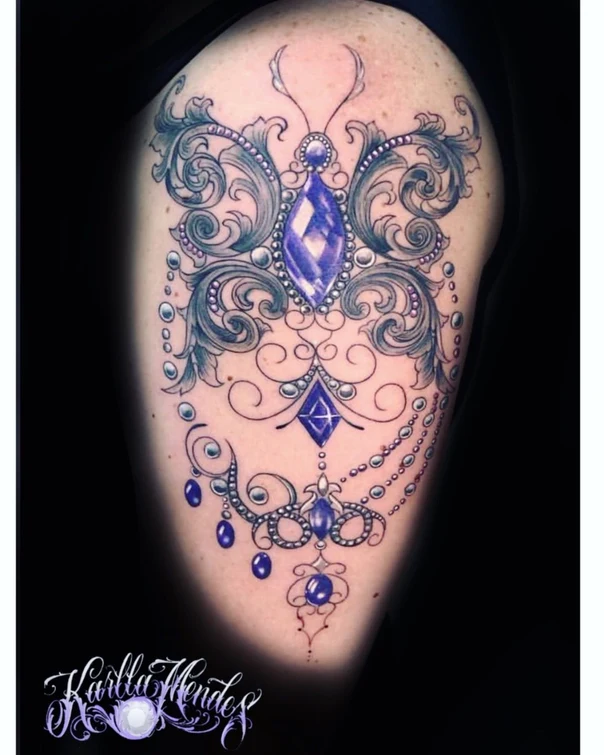 Ornamental Jewels, Filigree tattoo on Upper Arm