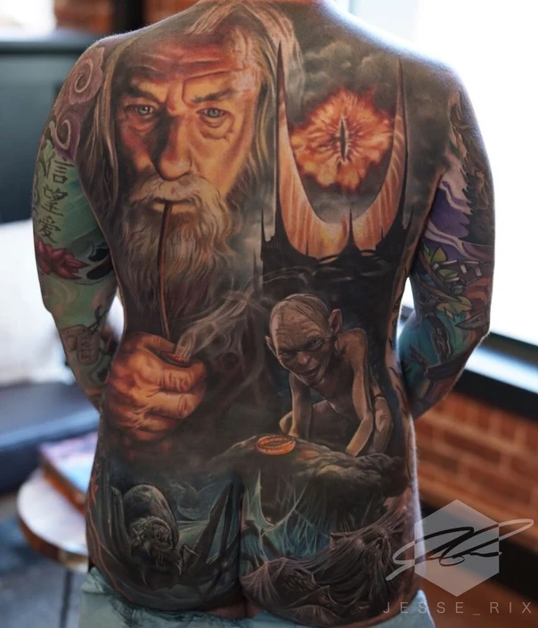 Realism Lord of the rings, Gandalf tattoo on Full Back