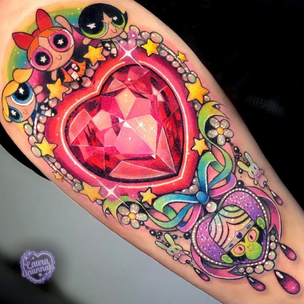 New School Powerpuff girls, Heart tattoo on Forearm