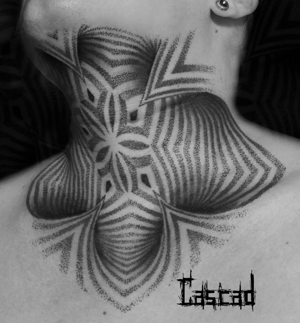 Geometric Geometric, Abstract tattoo on Neck