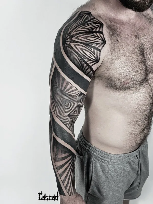 male black ornamental Tatuaggio su sleeve #40247 | Tatuatore ILYA CASCAD