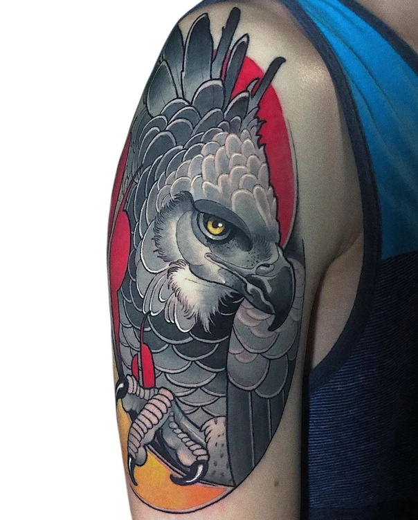 Japanese Bird, Eagle tattoo on Upper Arm