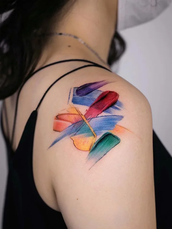 female color abstract tatuaje en shoulder #40326 | Tatuador Piece