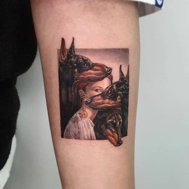 Realism Dog, Portrait tattoo on Forearm