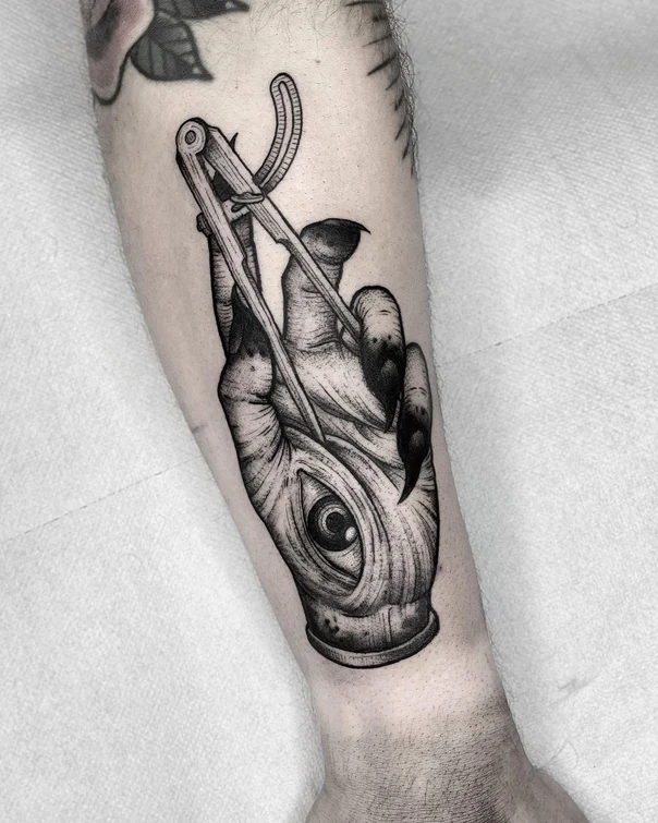 Blackwork Eye, Hand tattoo on Forearm
