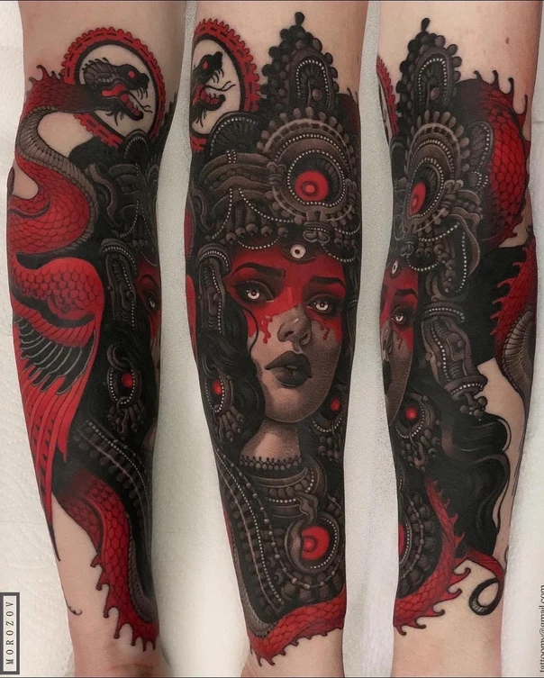 Биомеханика Dragon, Portrait tattoo на Полный рукав