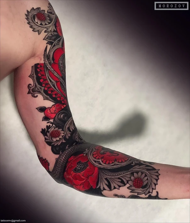 Орнаментальная Floral, Ornament tattoo на Полный рукав