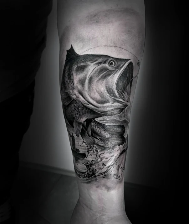 Realism Fish, Water tattoo on Forearm