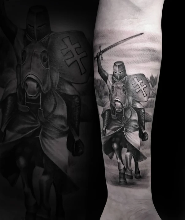 Realism Knight, Horse tattoo on Forearm