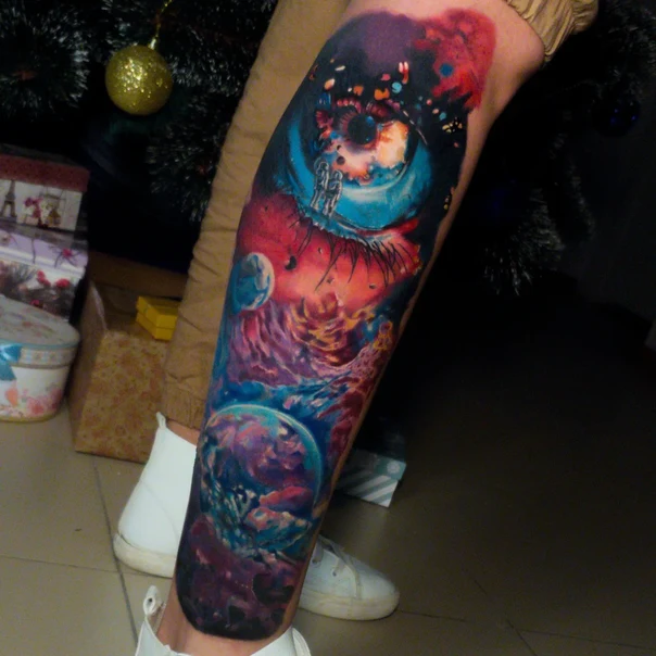 Сюрреализм Eye, Planets tattoo на Икра