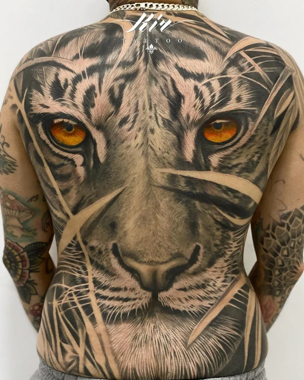 Realism Tiger, Animal tattoo on Full Back