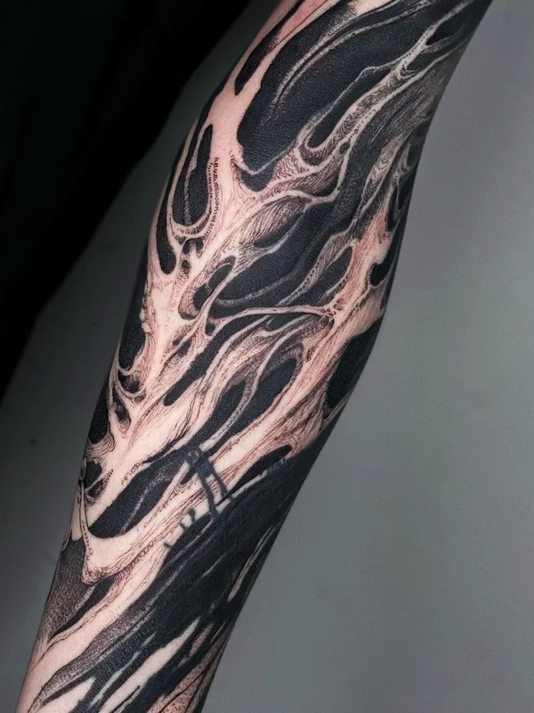 black blackwork 纹身 在 forearm #55161 | 纹身师 daaamnj