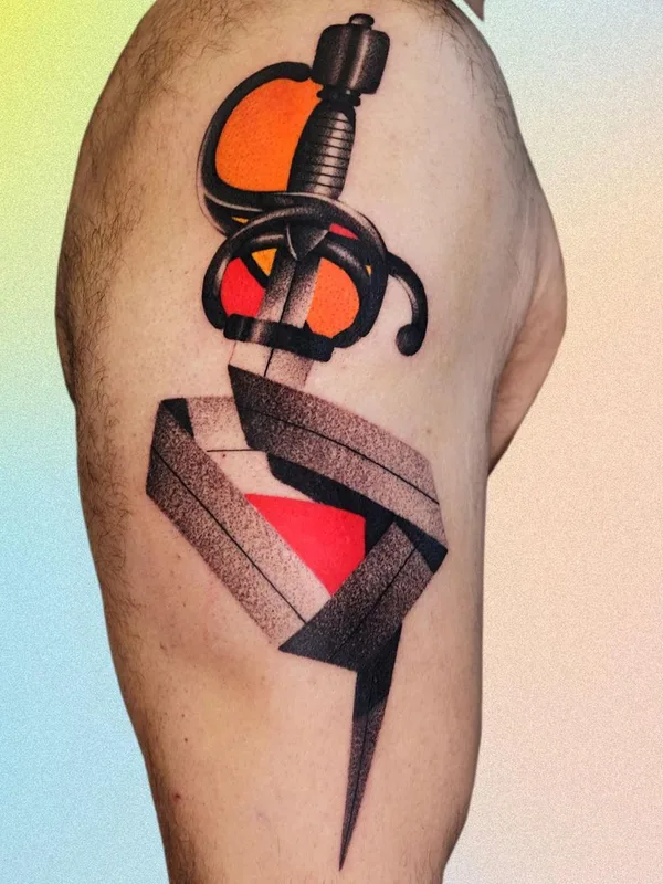color geometric 纹身 在 bicep #55172 | 纹身师 Aleksy Marcinow