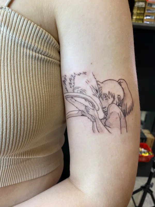 female black anime tattoo on forearm #68833 | Tattoo Artist Елена Коротких