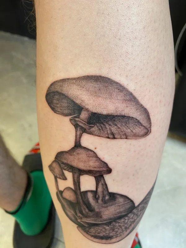 black and grey black and grey tattoo on calf #68835 | Tattoo Artist Елена Коротких