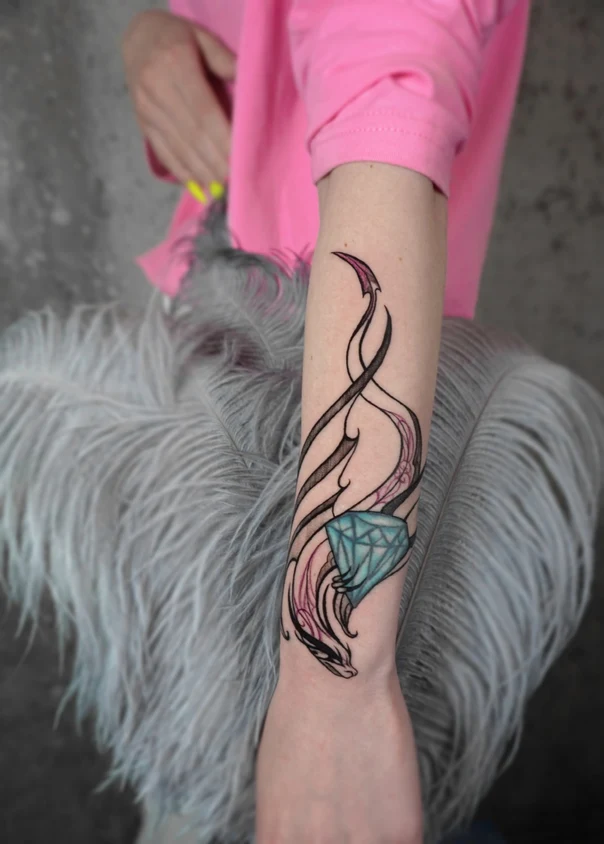 Linework Diamond, Abstract tattoo on Forearm
