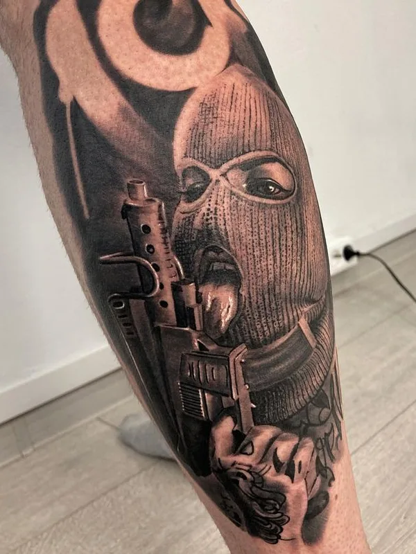 black and grey realism tattoo on calf #68875 | Tattoo Artist Иван Шипулин