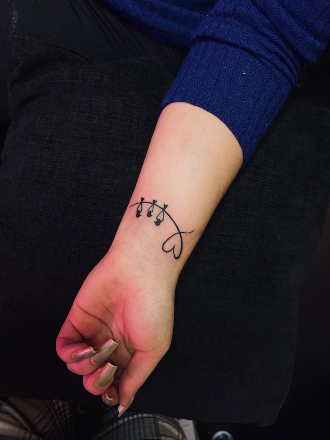 Linework Heart, String lights tattoo on Wrist