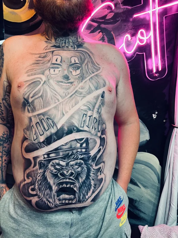 male black and grey black and grey tattoo on chest #68993 | Tattoo Artist Scott Walker The inkwell
