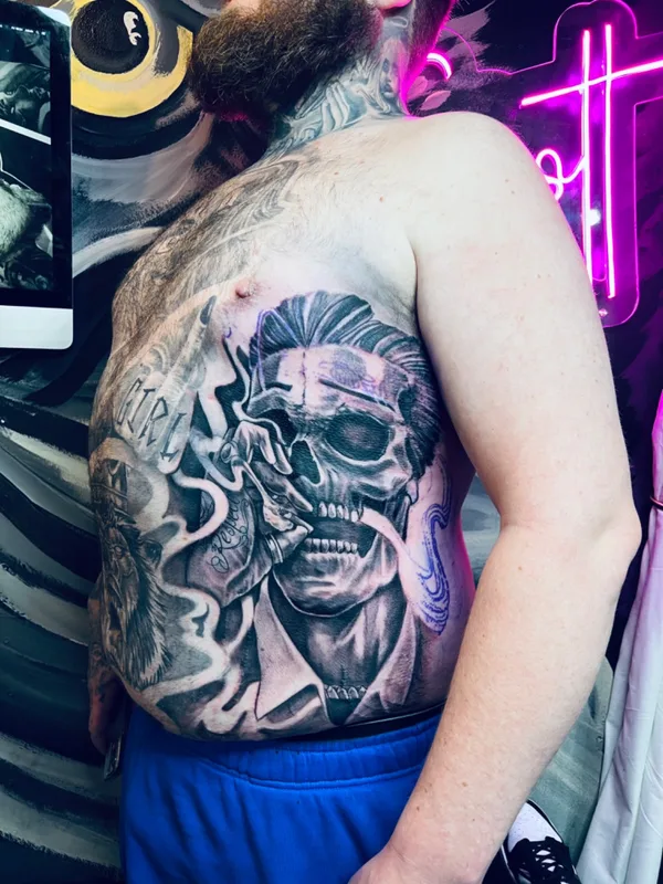 male black and grey black and grey tattoo on stomach #68987 | Tattoo Artist Scott Walker The inkwell