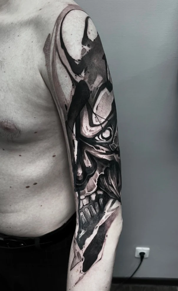 Абстрактная Skull tattoo на Полный рукав