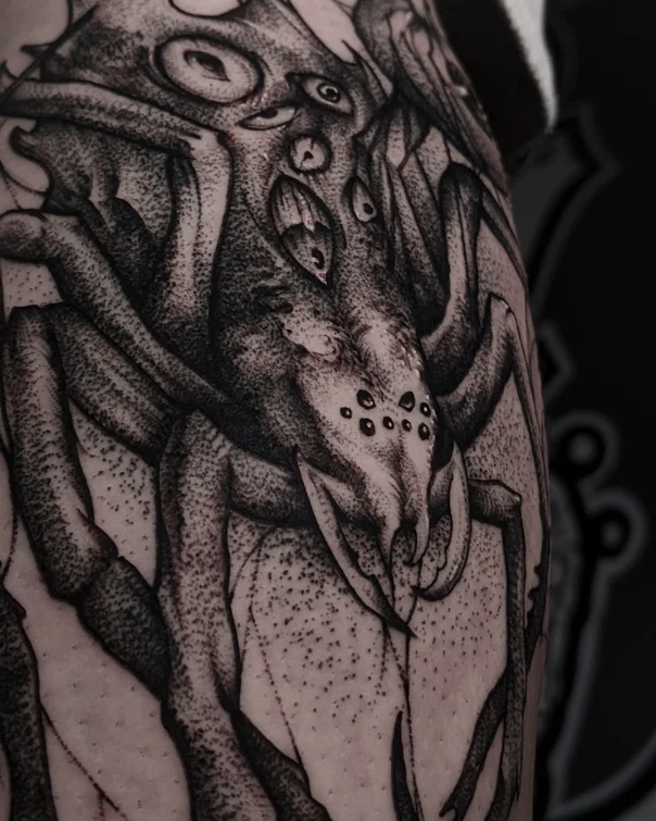Блэкворк Spider, Eyes tattoo на Предплечье