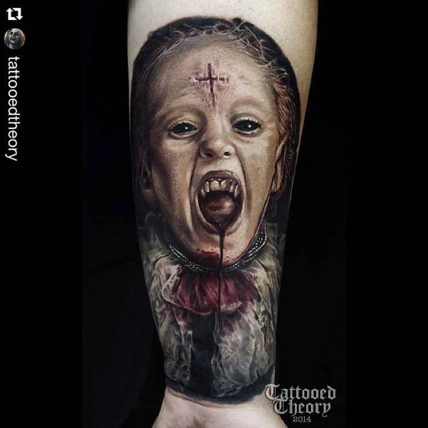 Realism Portrait, Horror tattoo on Forearm
