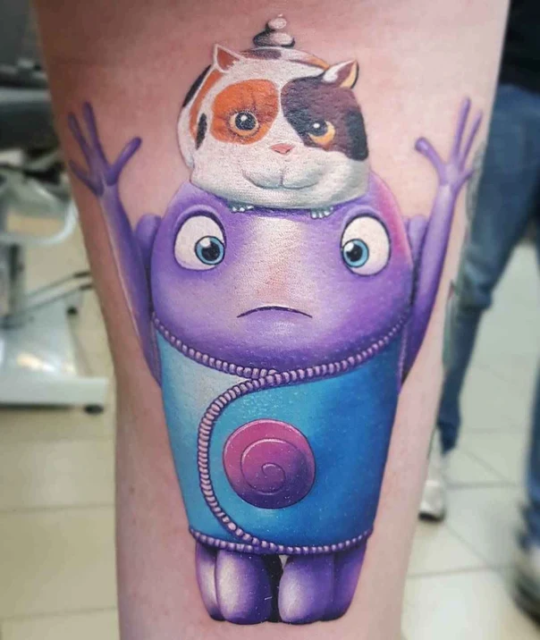 Cartoon Character, Cat tattoo on Thigh