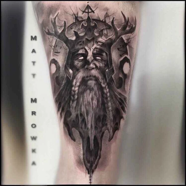 Black & Grey Face, Beard tattoo on Forearm