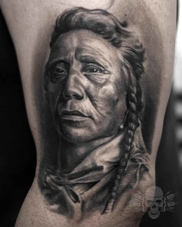 Realism Portrait tattoo on Upper Arm