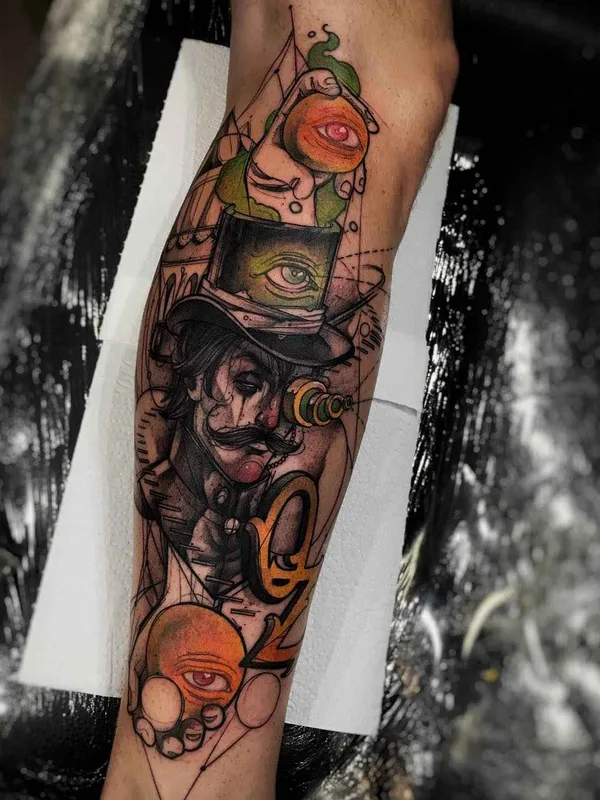 color illustrative tattoo on calf #1154 | Tattoo Artist Felipe Rodrigues (Fe Rod)