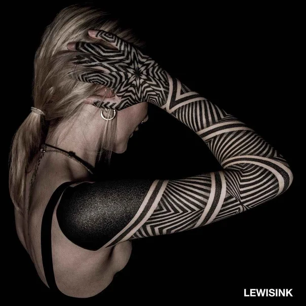 Blackwork Geometric, Abstract tattoo on Full Sleeve