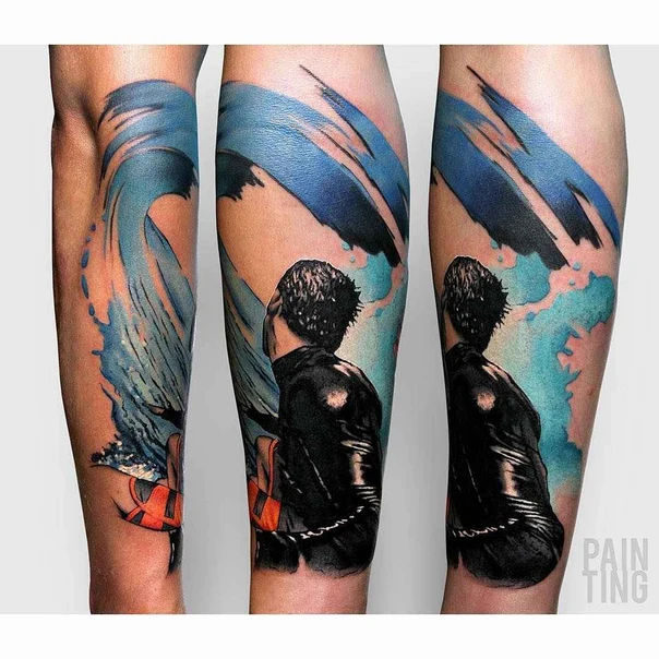 Illustrative Wave, Person tattoo on Forearm