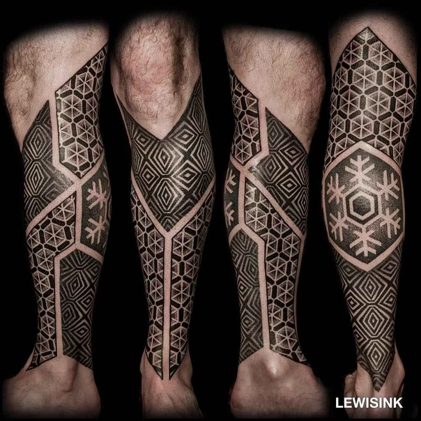 Geometric Geometric shapes, Snowflake tattoo on Full leg