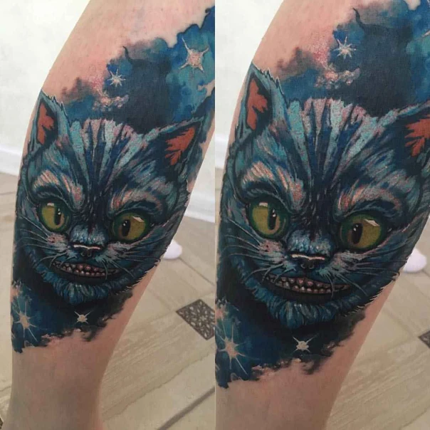 Иллюстративная Cat, Stars tattoo на Икра