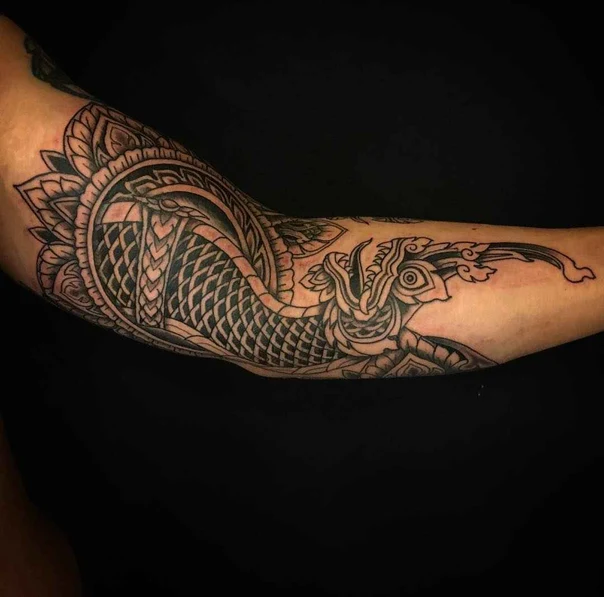 Ornamental Dragon, Mandala tattoo on Forearm