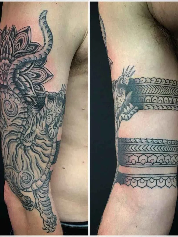 male black and grey blackwork tatuaje en full sleeve #11567 | Tatuador Yoni Zilber