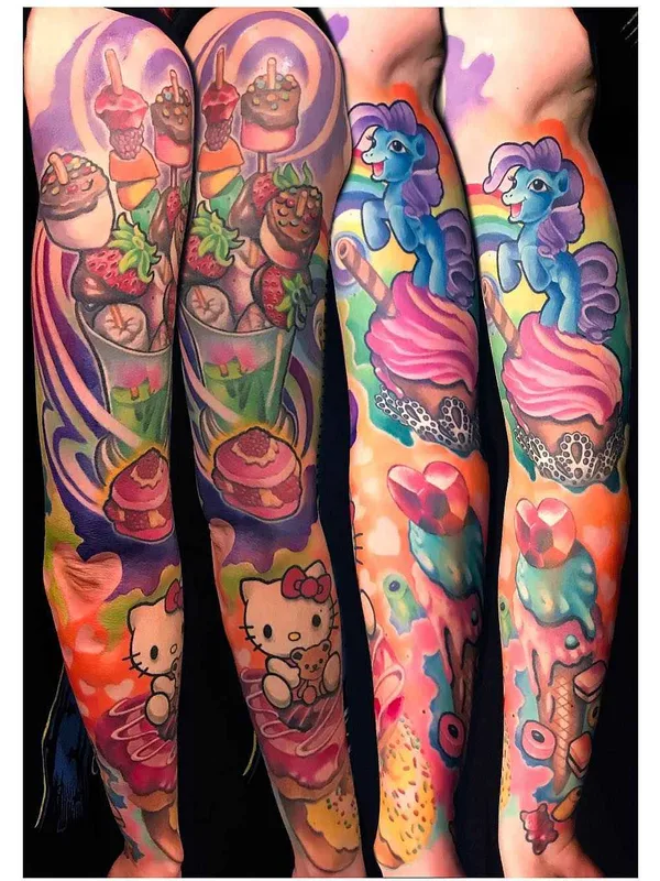 color cartoon tattoo on full sleeve #11334 | Tattoo Artist Andrea (Antikorpo) Lanzi