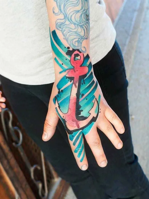 color watercolor tatouage sur hand #11540 | Artiste tatoueur Dynoz Art Attack