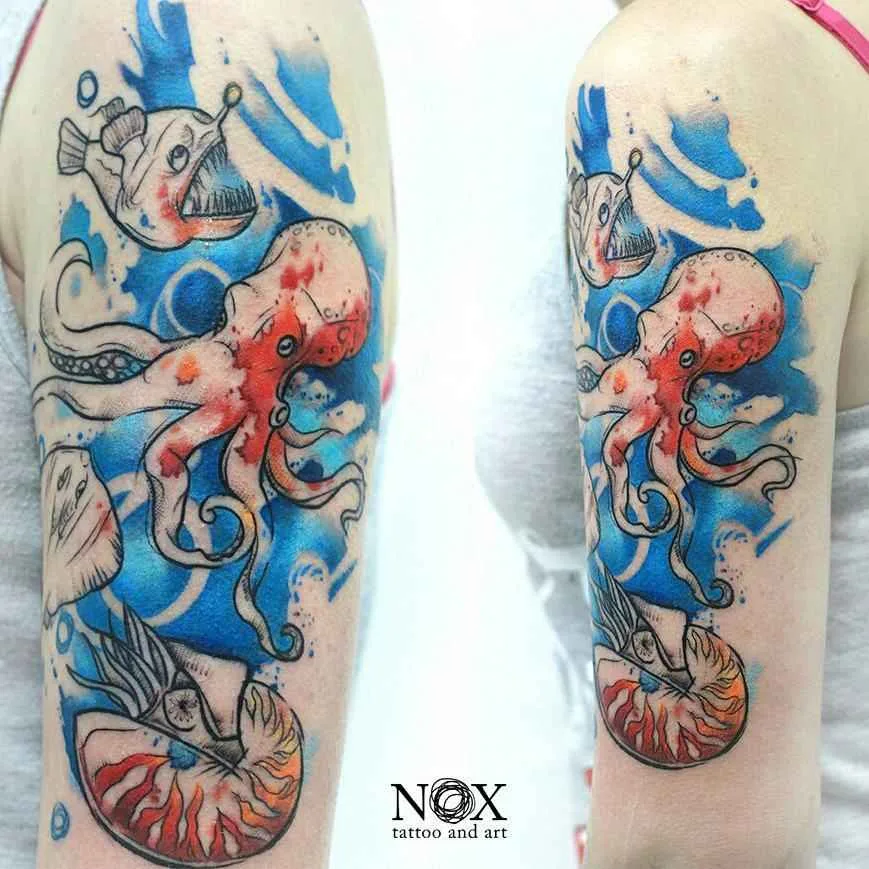 тату мастер Matty Nox цветные скетч акварельные татуировки | tattoo artist Matty Nox colour sketch watercolor tattoo