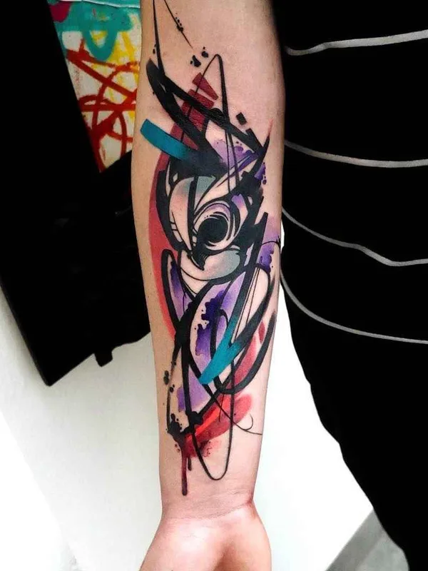 color abstract tatouage sur forearm #11545 | Artiste tatoueur Dynoz Art Attack