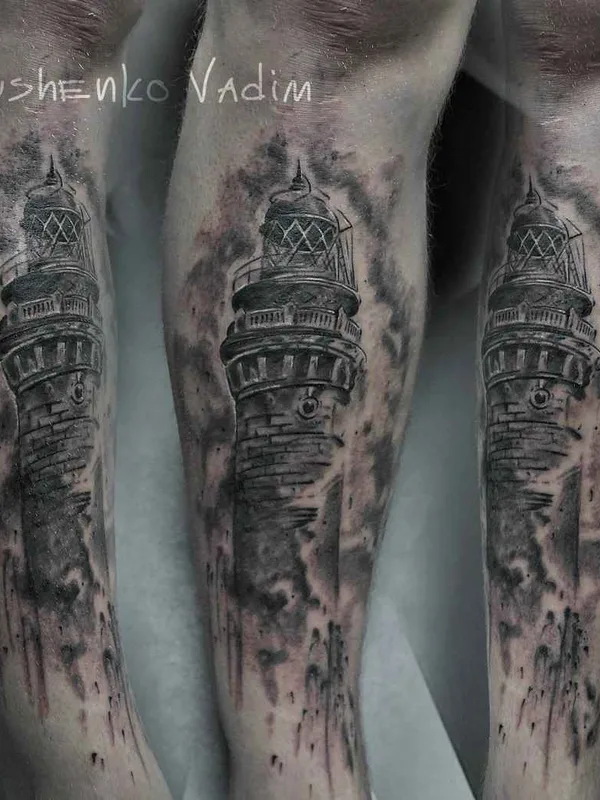 black and grey black and grey Tatuaggio su calf #11340 | Tatuatore вадим