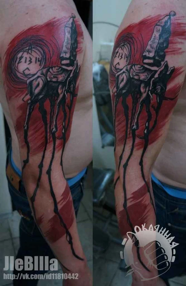 Сюрреализм Abstract, Clock tattoo на Полный рукав