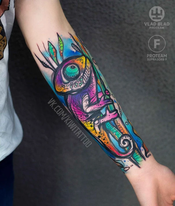 Иллюстративная Chameleon tattoo на Предплечье