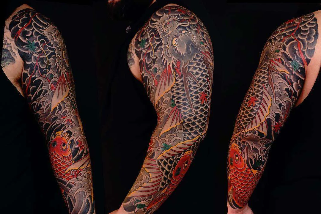 Artista del tatuaggio Rg, tatuaggio tradizionale giapponese a colori, orientale | USA