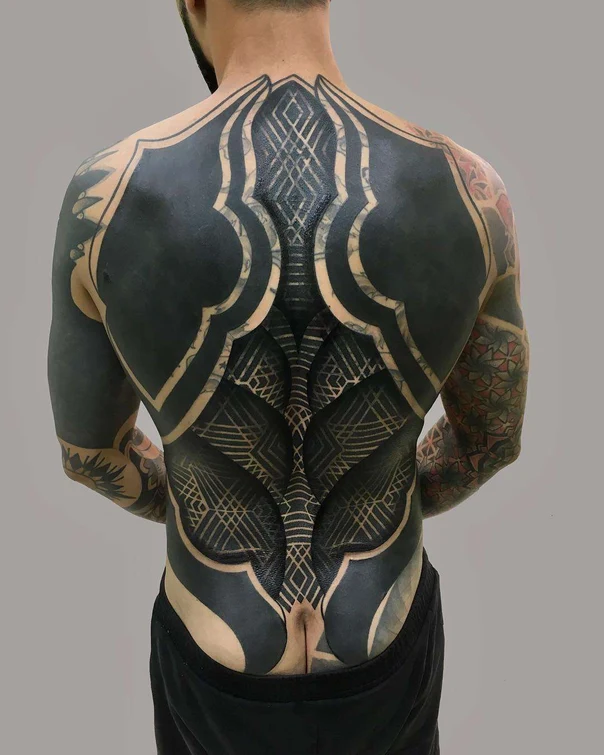 Blackwork Geometric, Abstract tattoo on Full Back