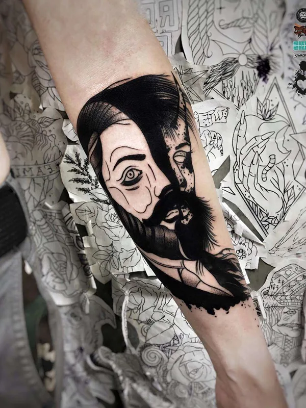 black blackwork 纹身 在 forearm #21217 | 纹身师 Ufo Tattoo