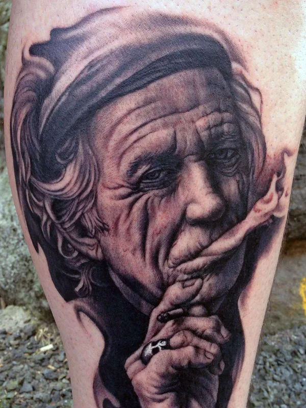 black and grey realism Tatuagem em calf #21648 | Tatuador Bob Tyrrell