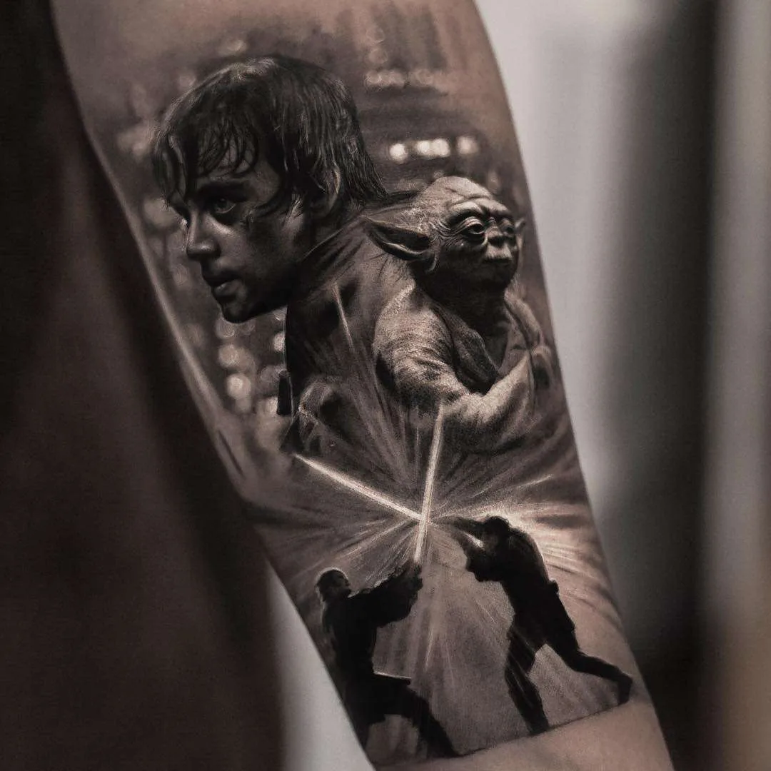 Tattoo artist Inal Bersekov, black&grey portrait realistic tattoo | Belgium